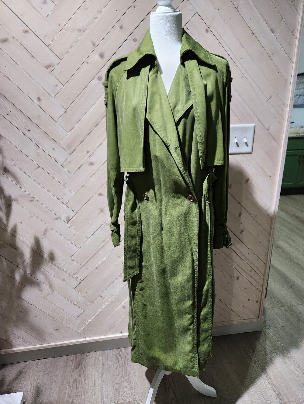 Michael Kors Olive Green Long Trench Coat